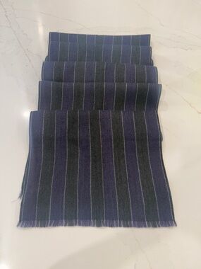 Canali 100% Wool Scarf Made in Italy Double Face Purple Gray Quiet Luxury
